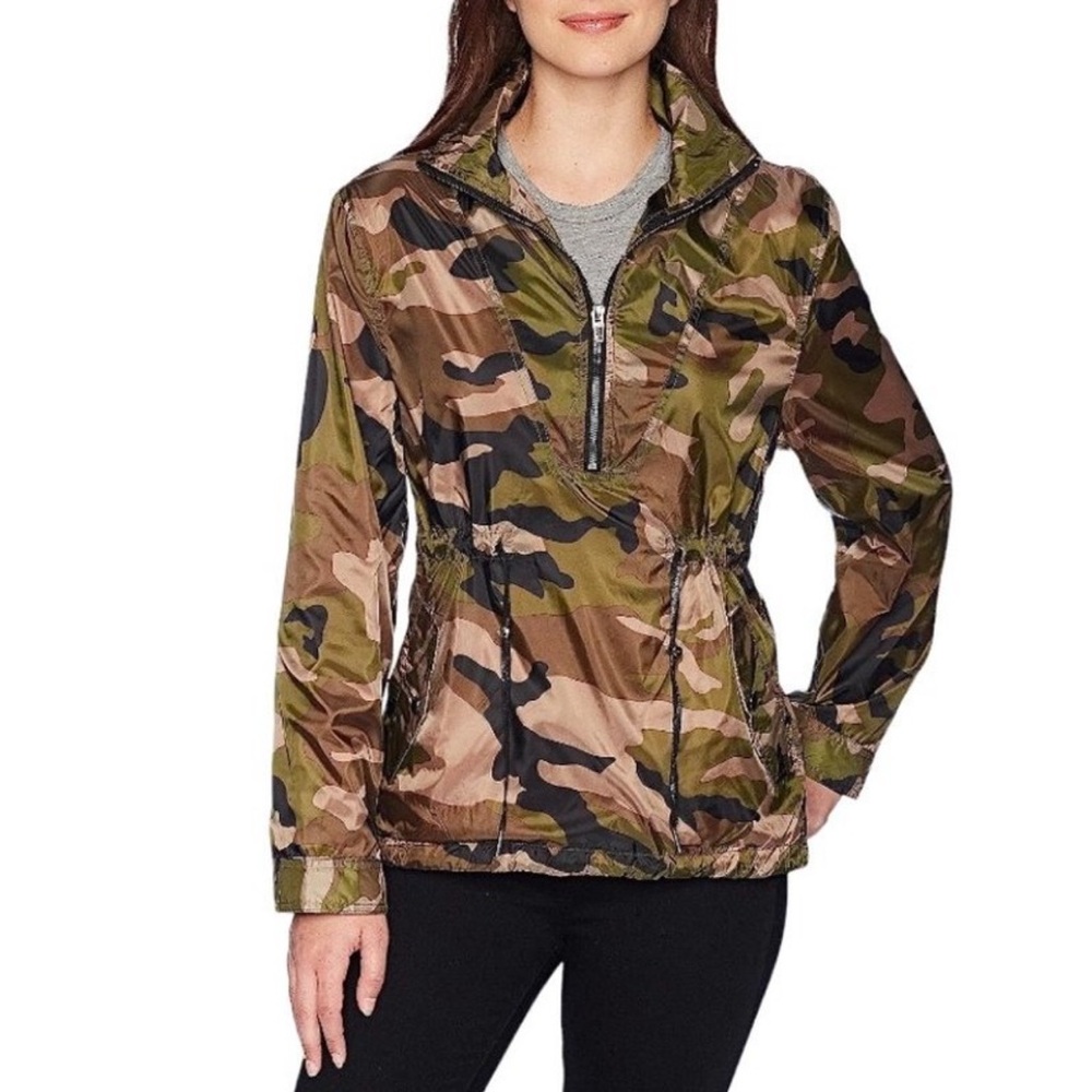 Blank NYC camo nylon pullover hooded windbreaker sz S